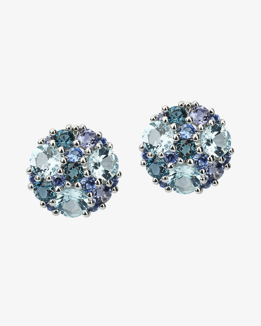 Isabelle Langlois Blue Topaz and Multi Stone Stud Earrings