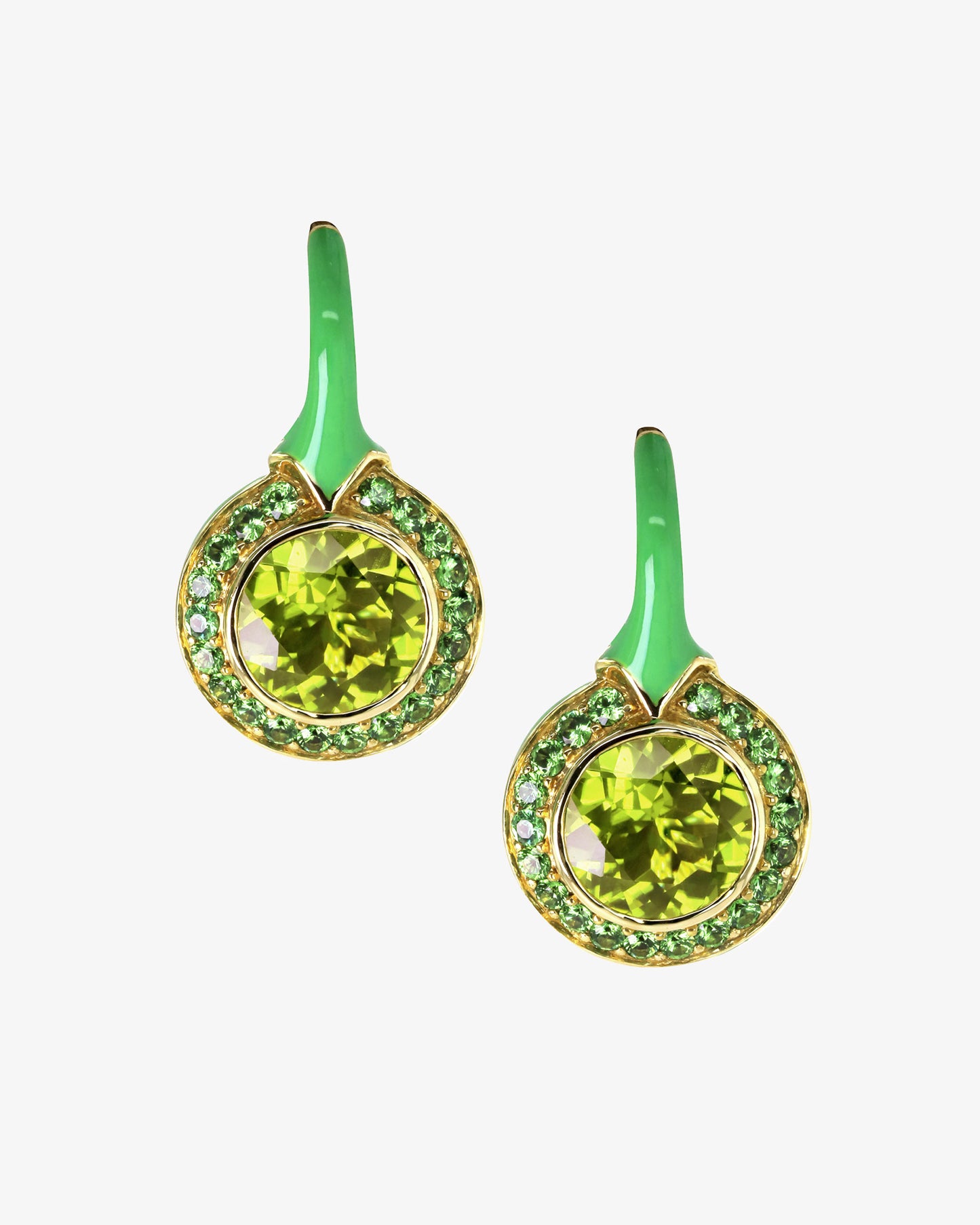 Tsavorite and Peridot Earrings