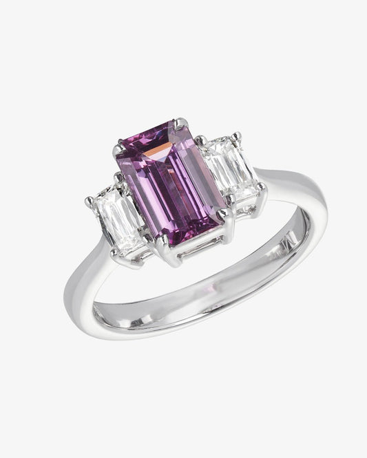 Pink Sapphire and ASHOKA® Diamond 3-Stone Ring