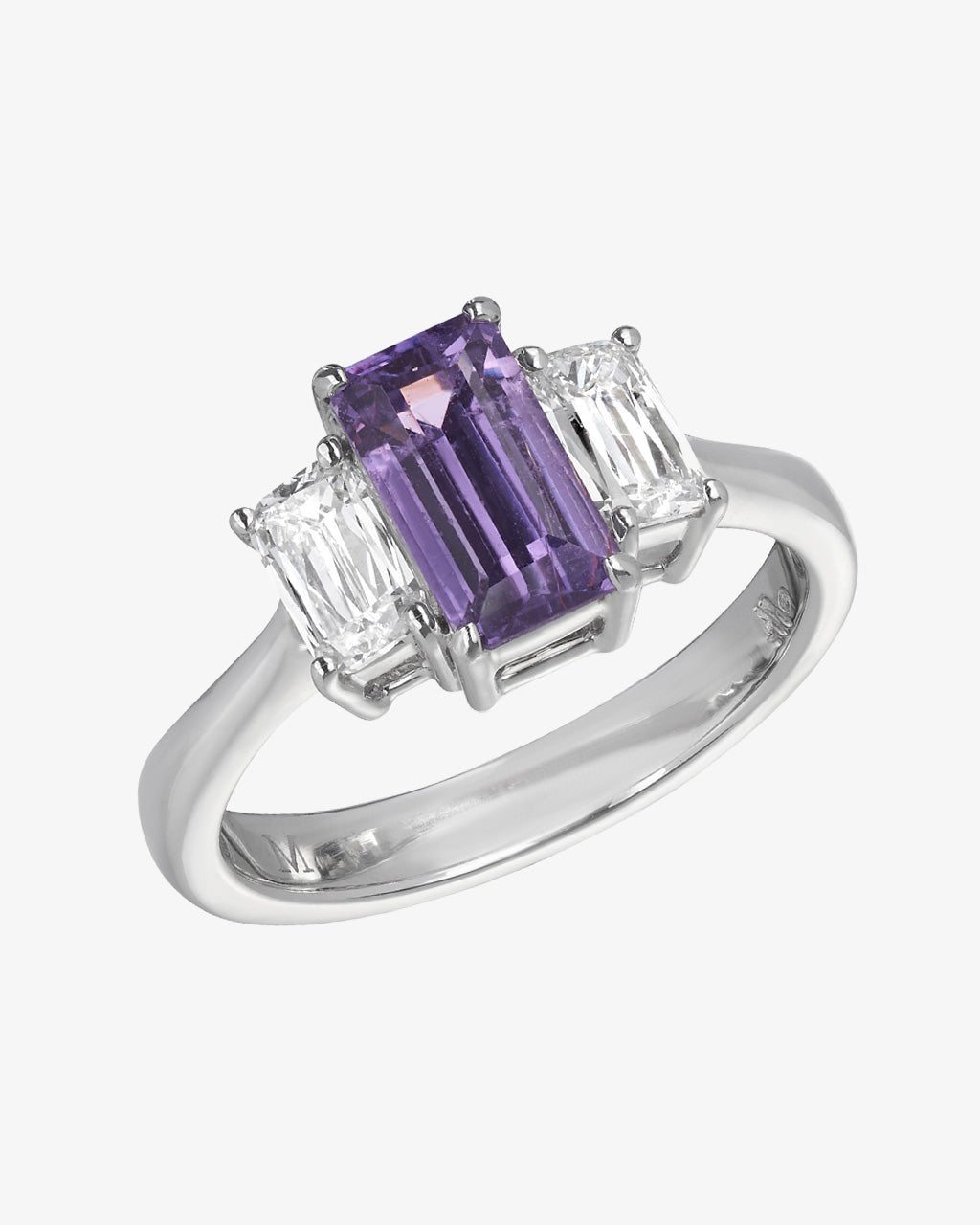 Purple Sapphire and ASHOKA® Diamond 3-Stone Ring
