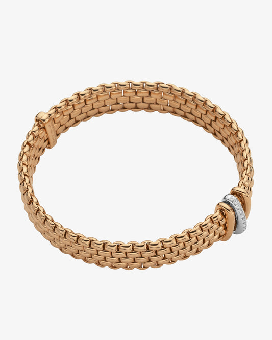 Fope 'Panorama' Flex'it Bracelet with Pave Diamonds in Rose Gold