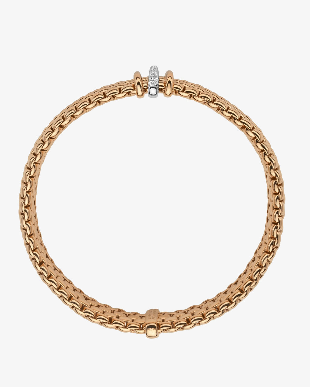 Fope 'Panorama' Flex'it Bracelet with Pave Diamonds in Rose Gold