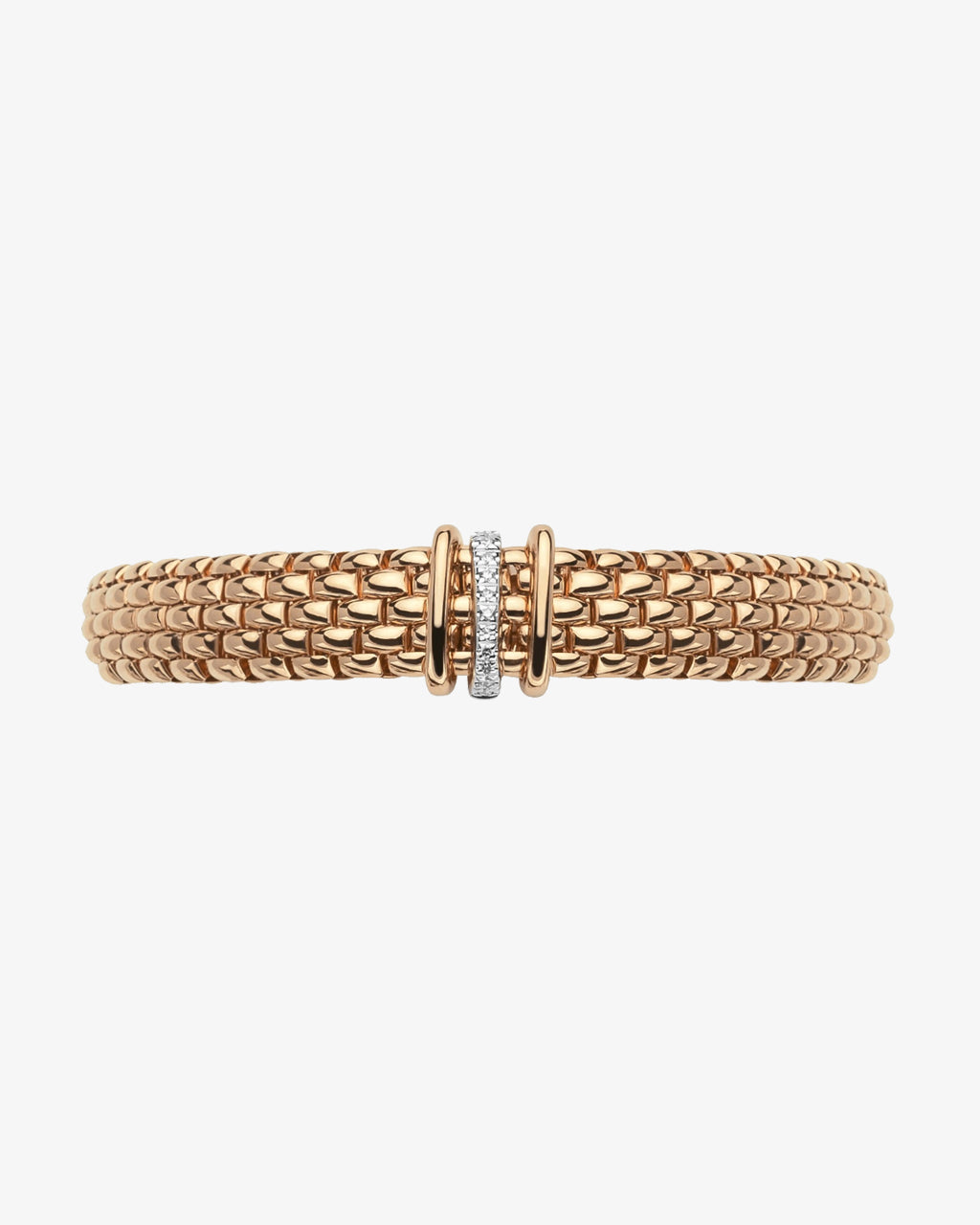 Fope 'Panorama' Flex'it Bracelet with Pave Diamonds in Rose Gold