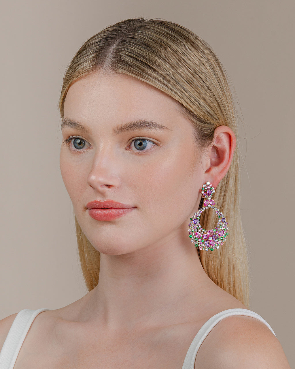 Multi-Coloured Gemstone Drop Earrings