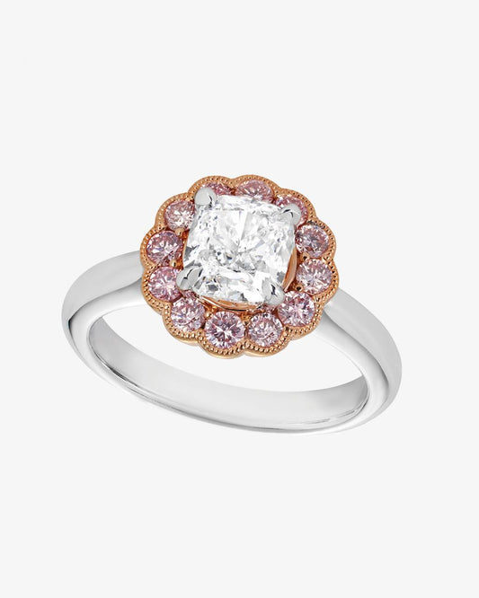 Pink and White Diamond 1.53ct Engagement Ring