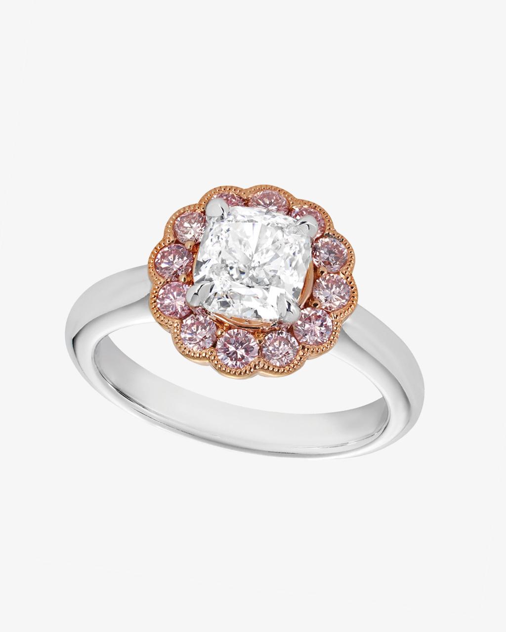 Pink and White Diamond 1.53ct Engagement Ring