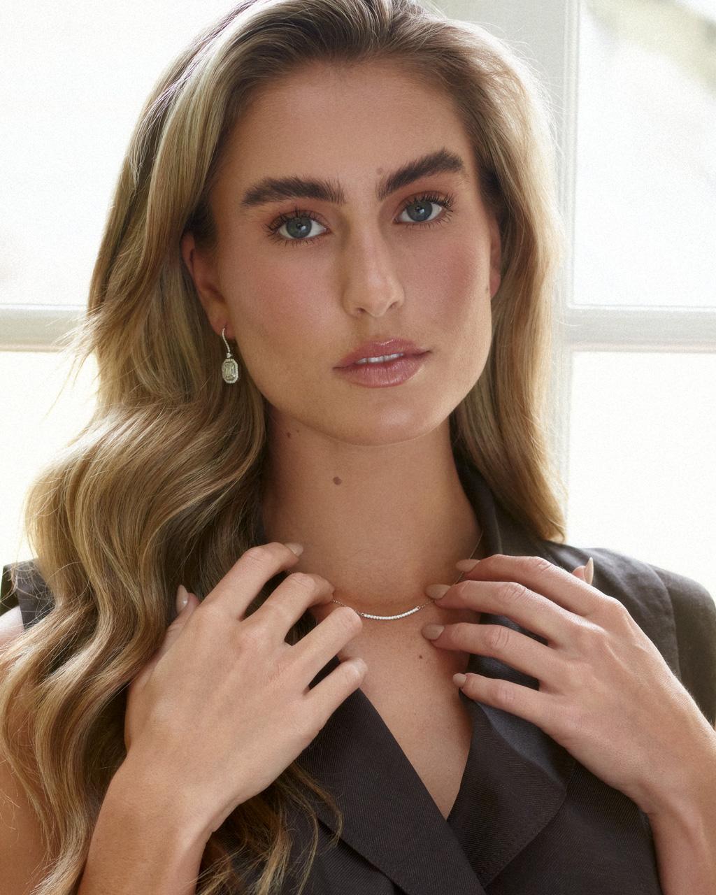 Diamond Curved Bar Necklace