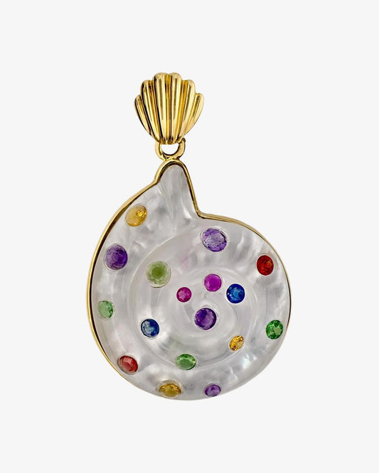 Mother of Pearl & Gem Snail Pendant