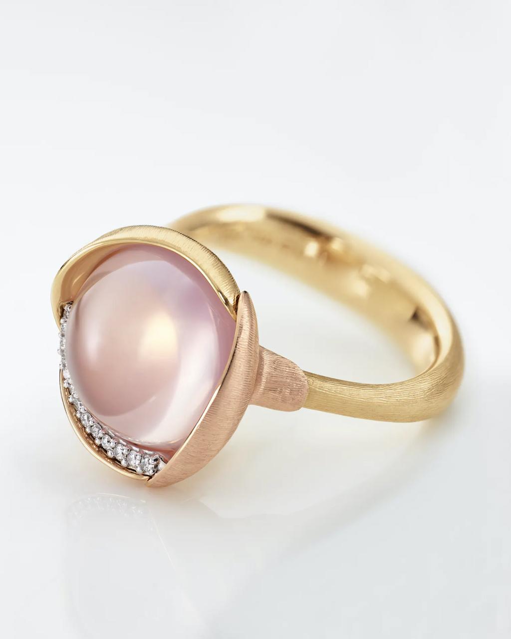 Ole Lynggaard 'Lotus' Rose Quartz & Diamond Ring