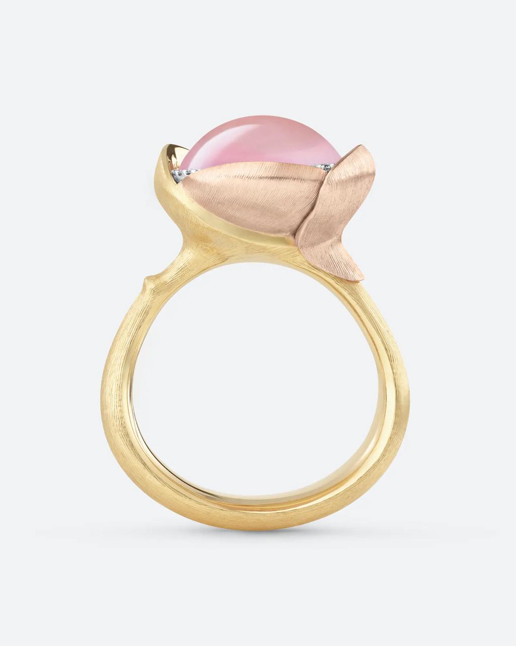 Ole Lynggaard 'Lotus' Rose Quartz & Diamond Ring