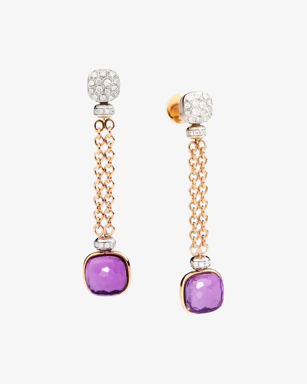 Pomellato Nudo Long Drop Earrings with Amethyst & Diamond