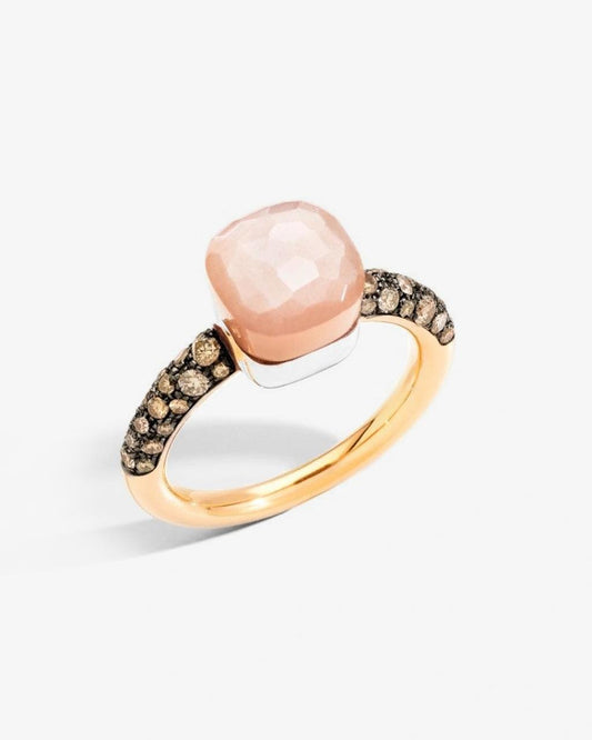 Pomellato Nudo Collection Ring with Light Brown Moonstone and Diamonds
