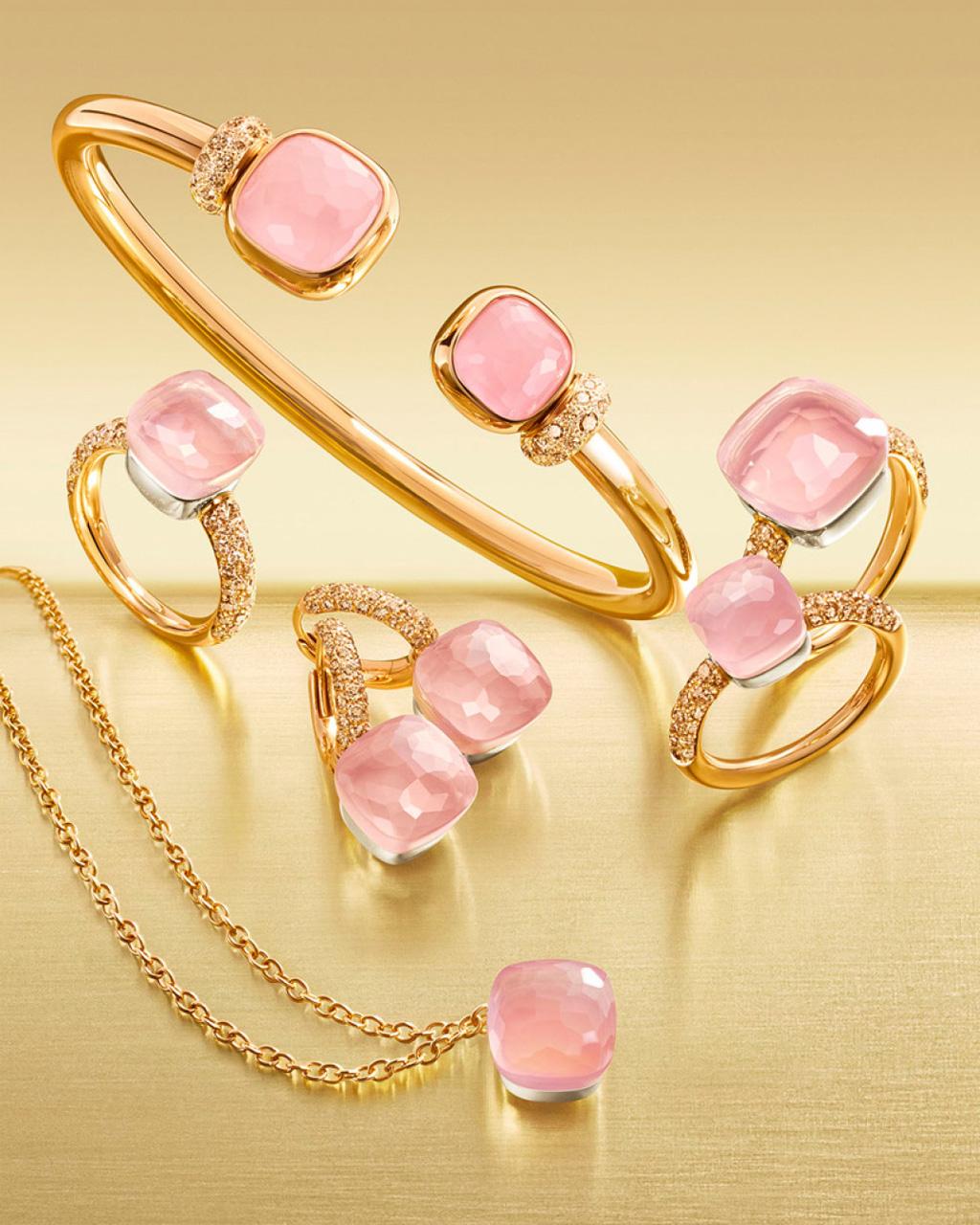 Pomellato Nudo Bangle with Rose Quartz & Diamonds