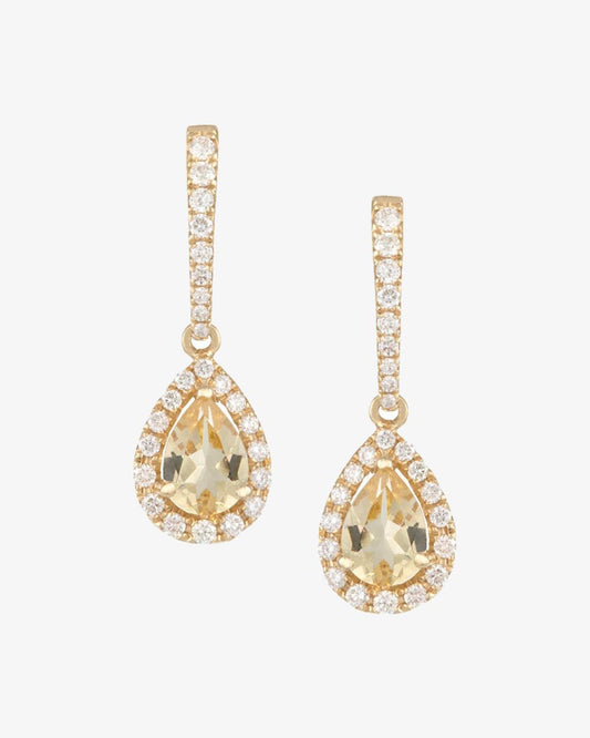 Pear Cut Yellow Beryl Drop Earrings