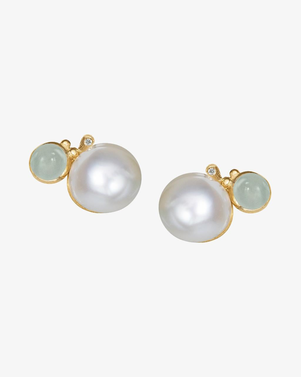 Ole Lynggaard BoHo Pearl Earrings with Aquamarine & Diamond