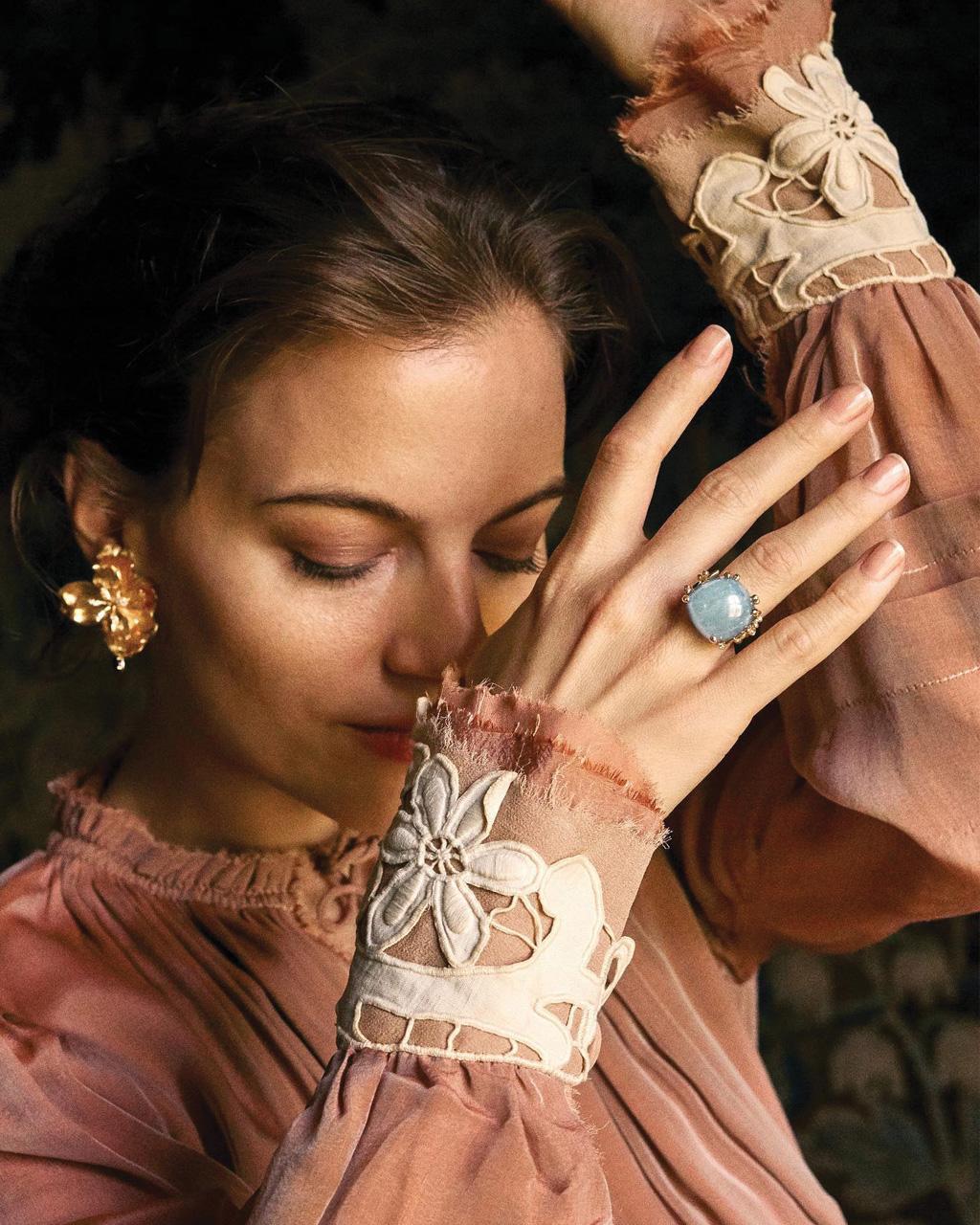 Ole Lynggaard 'BoHo' Ring with Blue-Green Aquamarine and Diamond