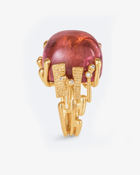 Ole Lynggaard 'BoHo' Ring with Cerise Tourmaline and Diamonds