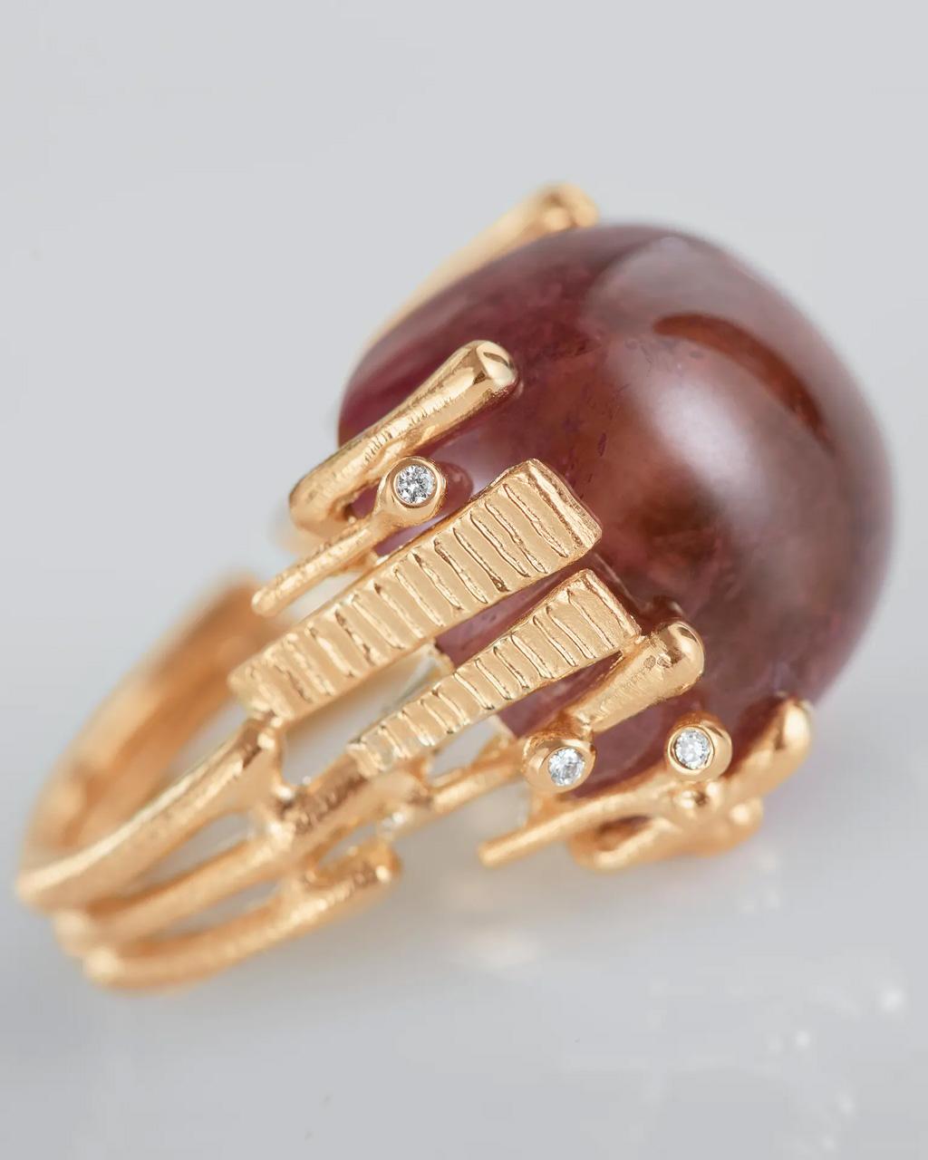 Ole Lynggaard 'BoHo' Ring with Cerise Tourmaline and Diamonds