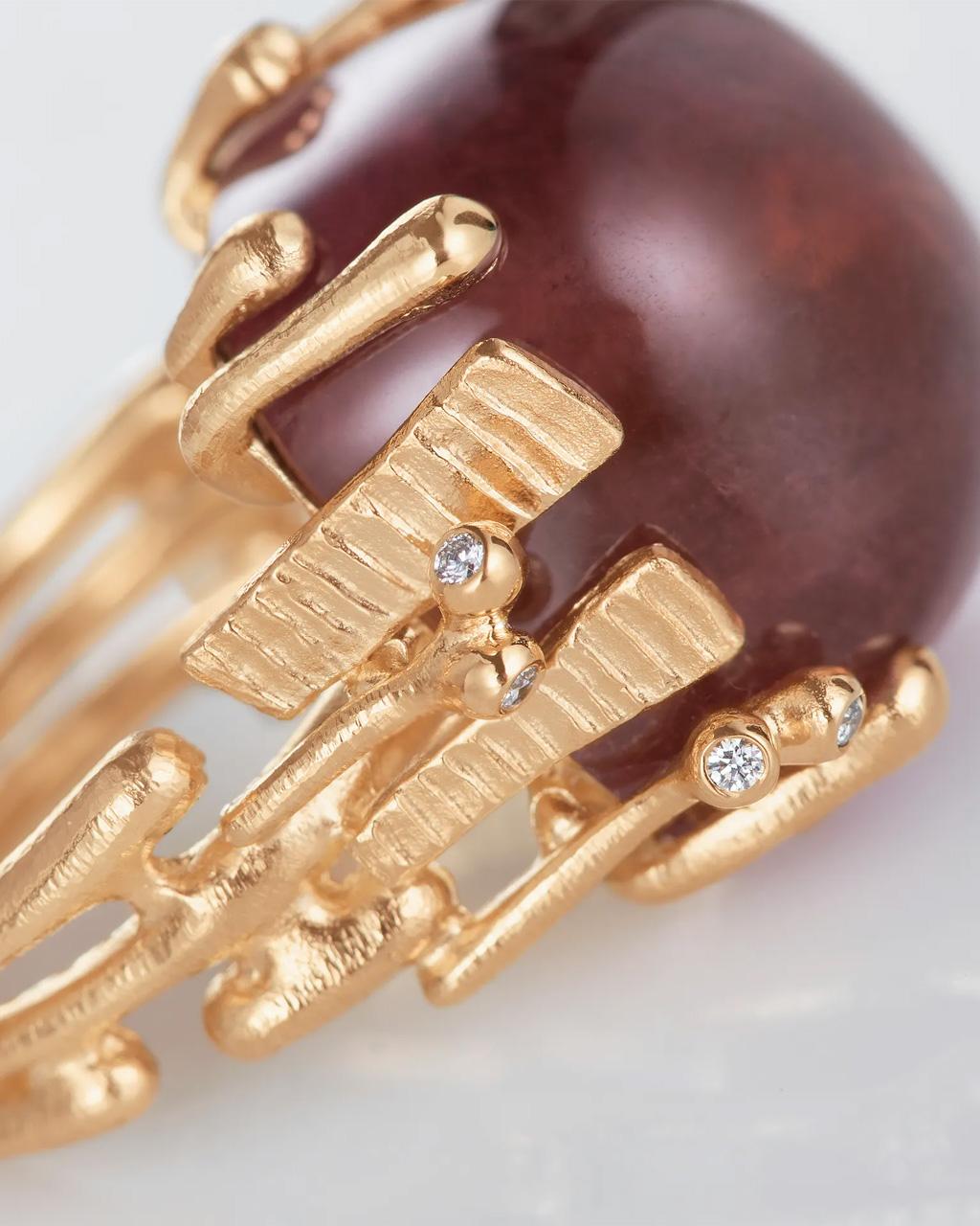 Ole Lynggaard 'BoHo' Ring with Cerise Tourmaline and Diamonds