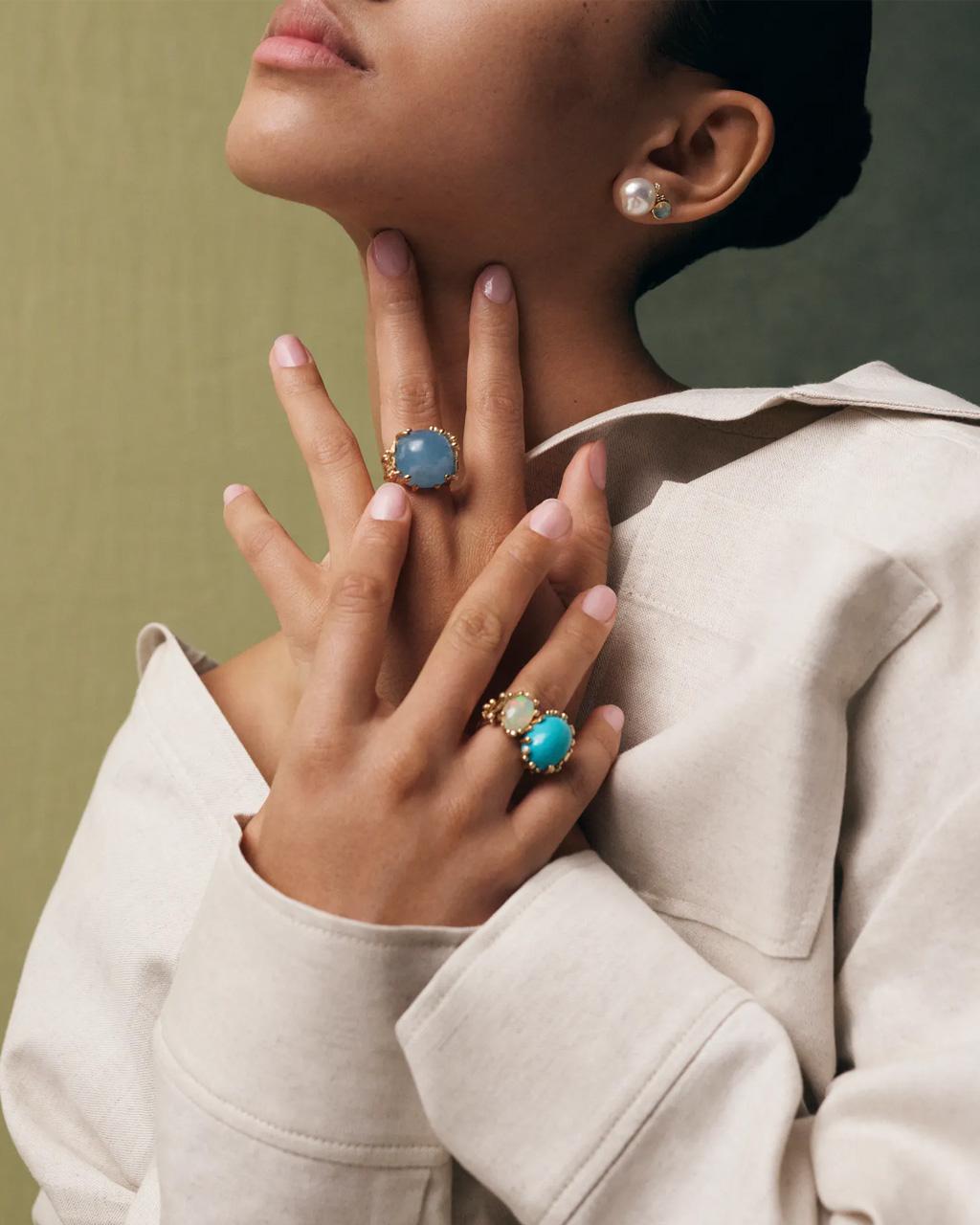 Ole Lynggaard 'BoHo' Ring with Turquoise, Ethiopian Opal, and Diamonds