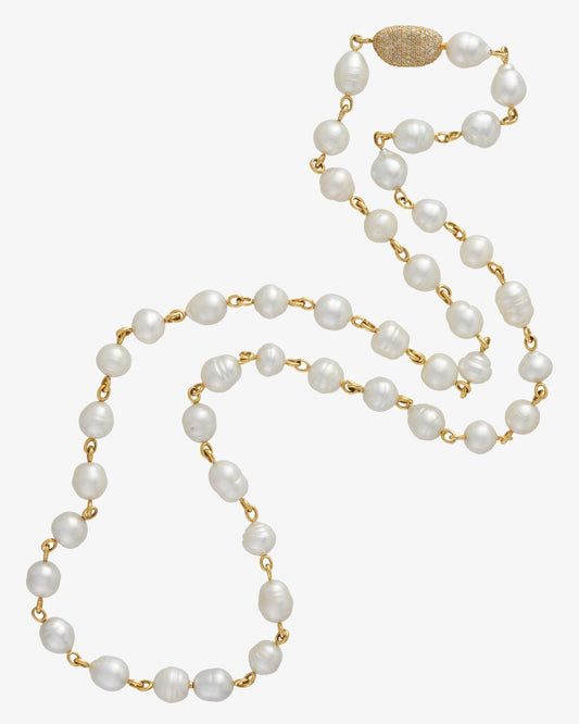 Australian South Sea Pearl & Diamond Pebble Necklet