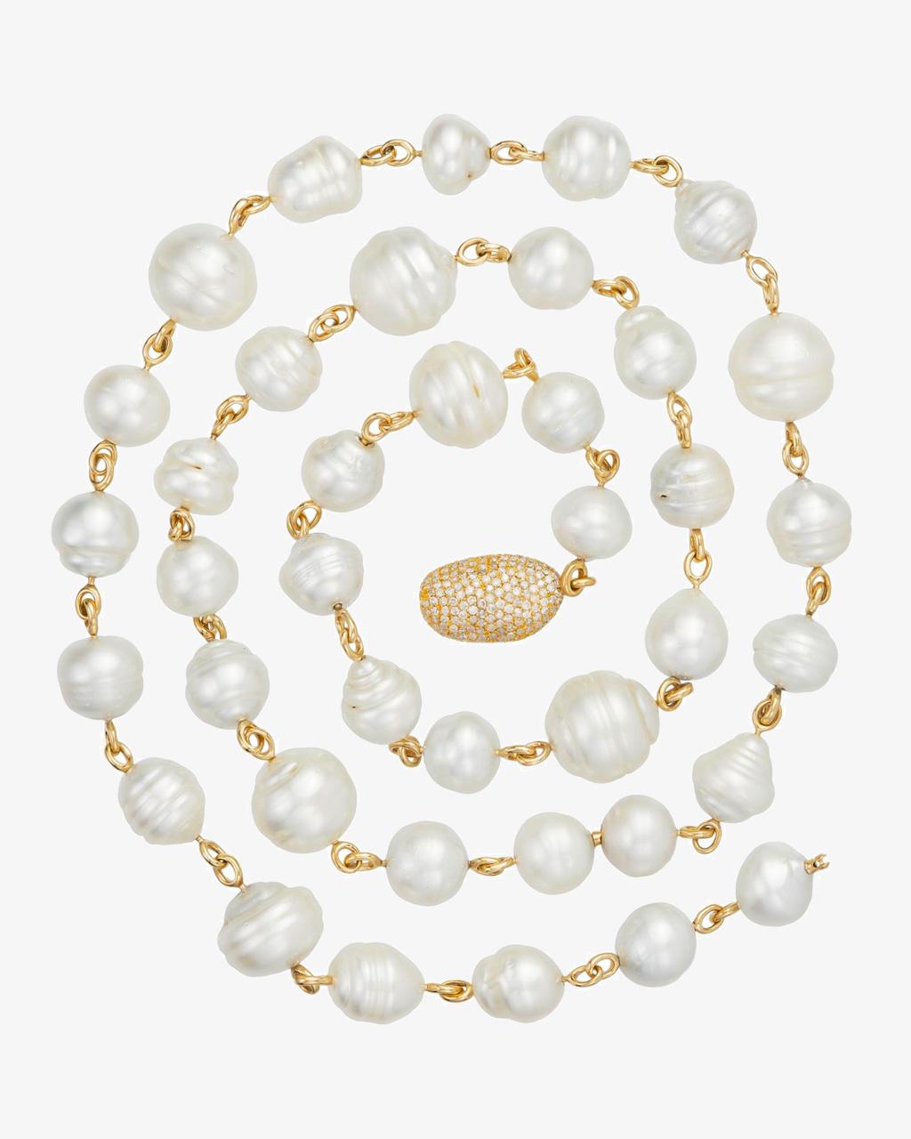 Australian South Sea Pearl & Diamond Pebble Necklet
