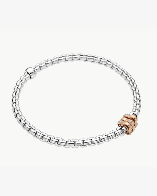 Fope 'Eka Tiny' Collection Flex'it Bracelet with Diamond Pave Rondelle