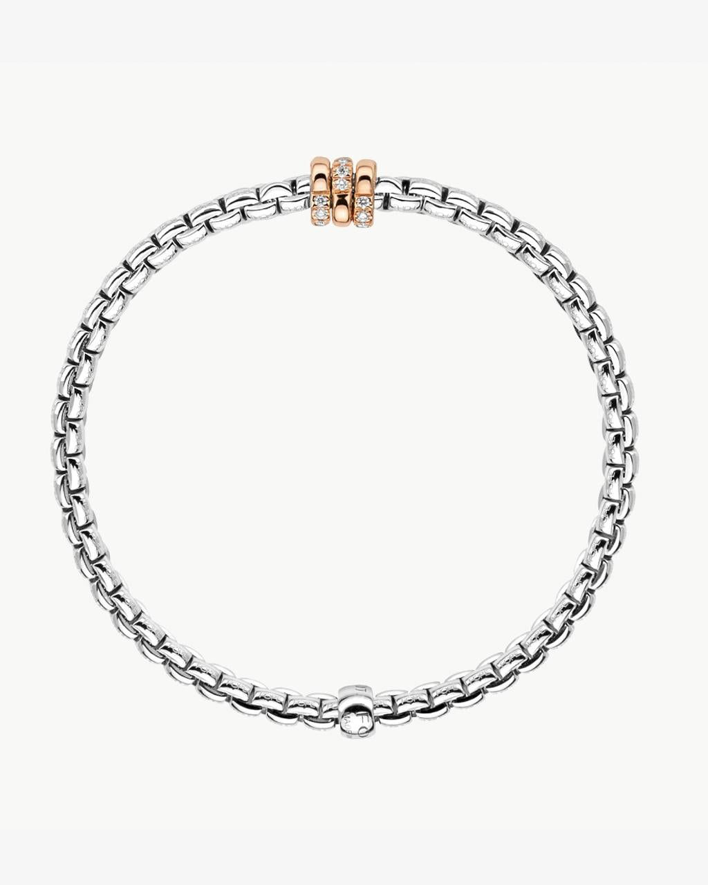 Fope 'Eka Tiny' Collection Flex'it Bracelet with Diamond Pave Rondelle