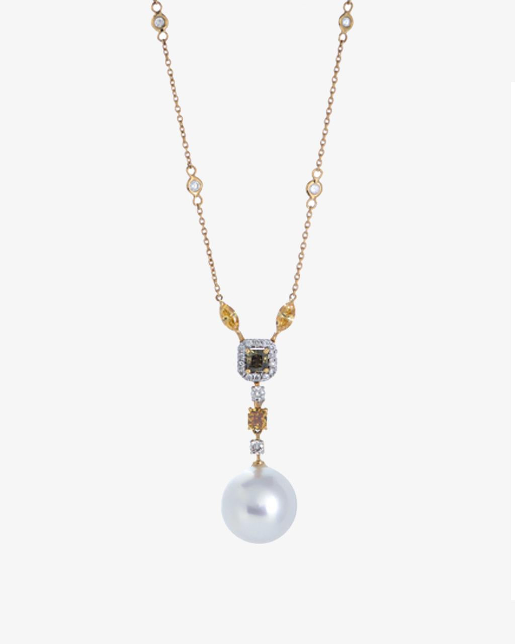 Fancy Diamond & Pearl Pendant