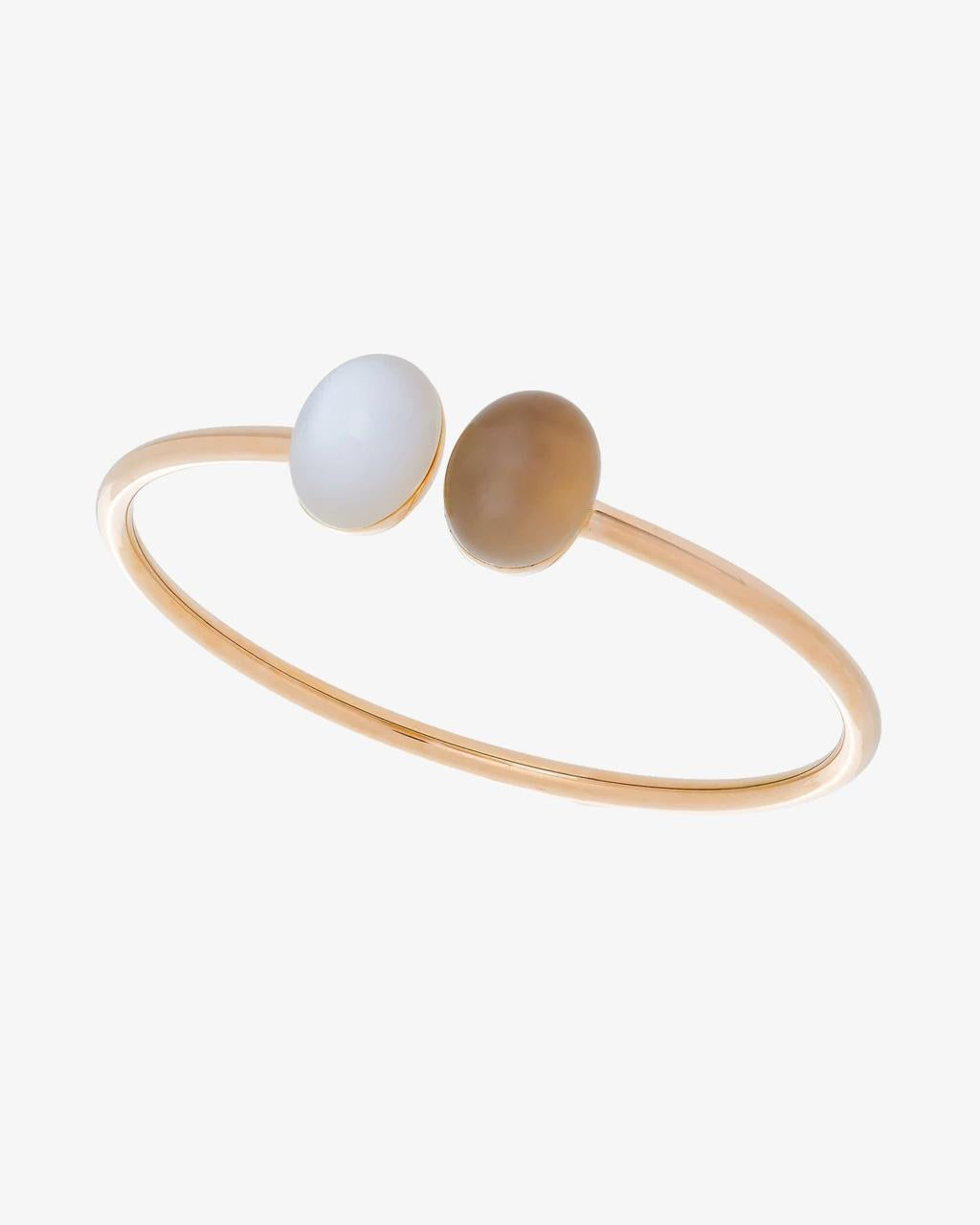 White Moonstone & Smoky Quartz Cuff Bangle