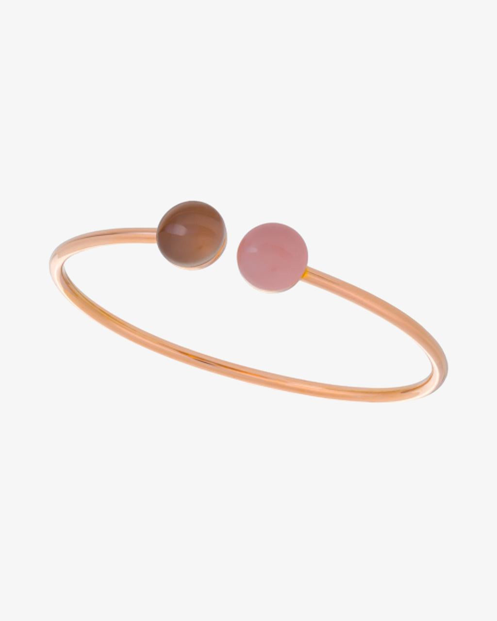 Rose Quartz & Smoky Quartz Cuff Bangle