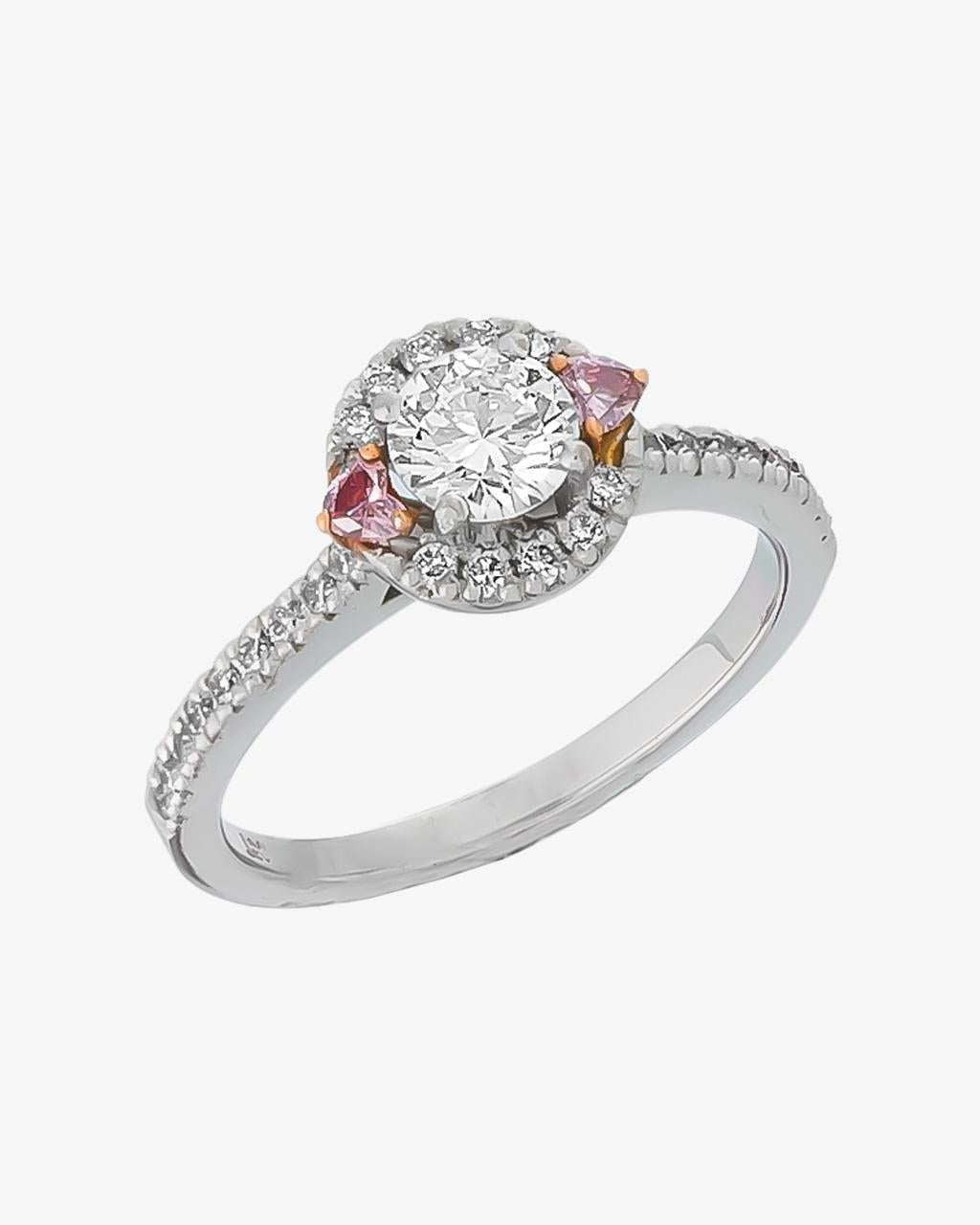 White & Pink Heart Diamond Ring