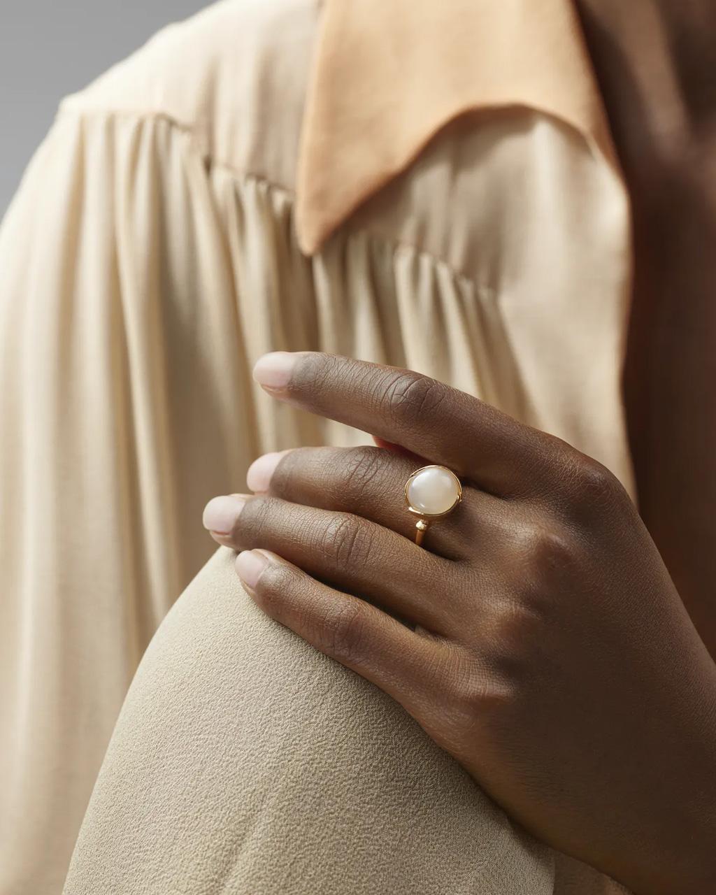 Ole Lynggaard 'Lotus' White Moonstone Ring