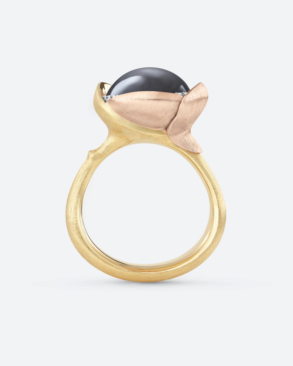Ole Lynggaard 'Lotus' Grey Moonstone & Diamond Ring