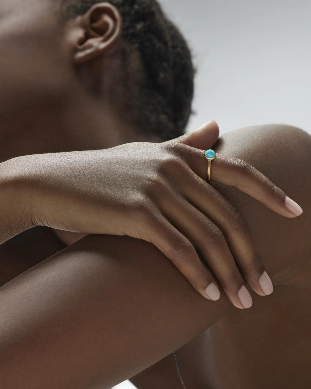 Ole Lynggaard 'Lotus' Turquoise Ring - Tiny