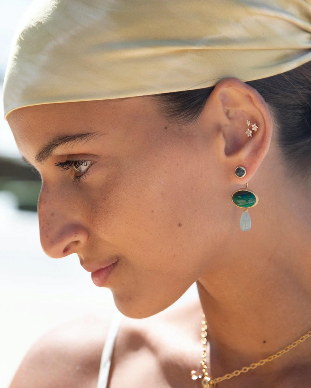 Ole Lynggaard 'Lotus' London Blue Topaz Stud Earrings