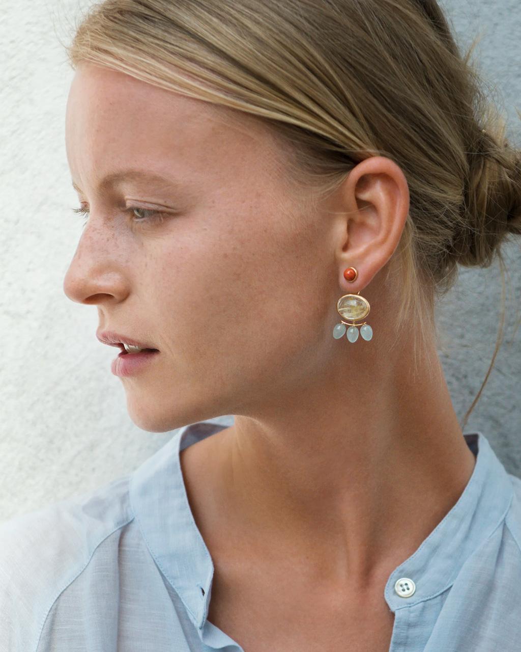 Ole Lynggaard Aquamarine Trio Ear Pendants