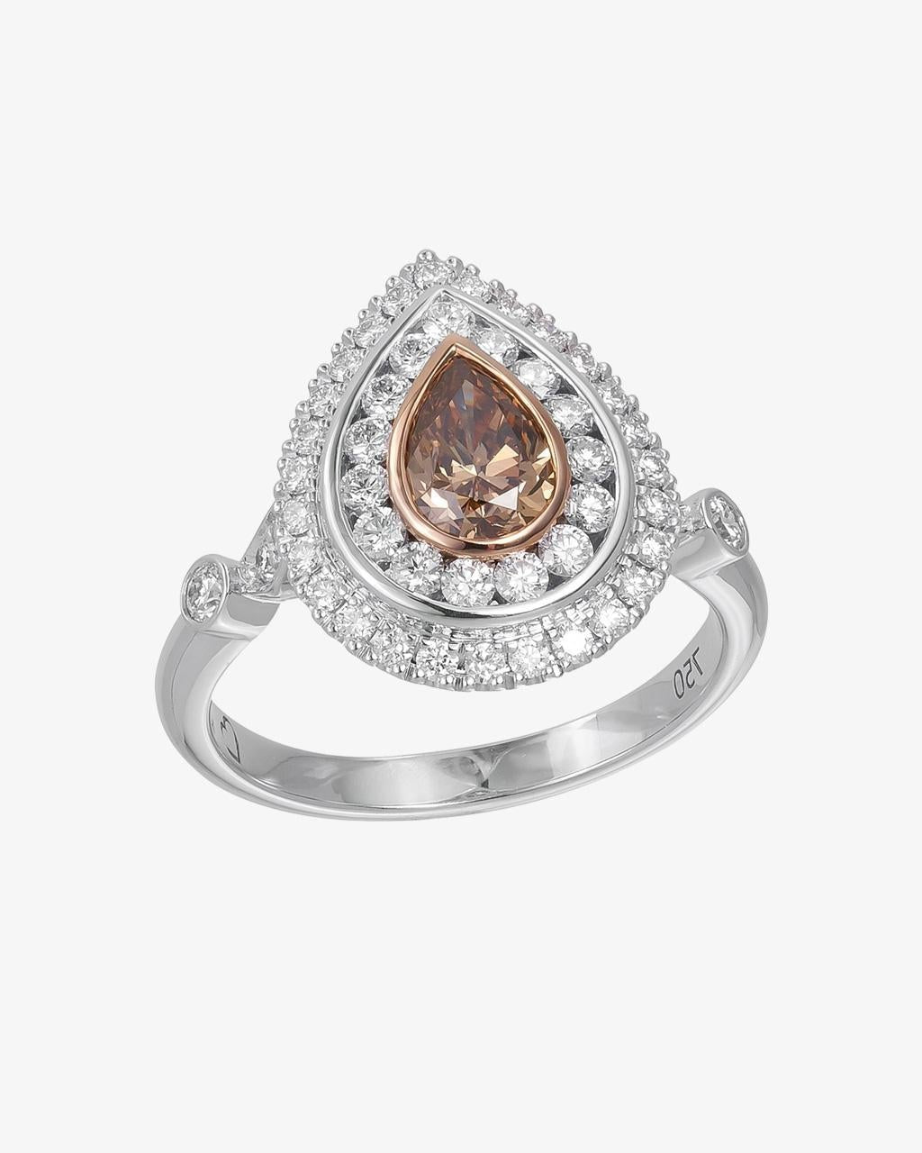 Pear Cut Cognac Diamond Ring
