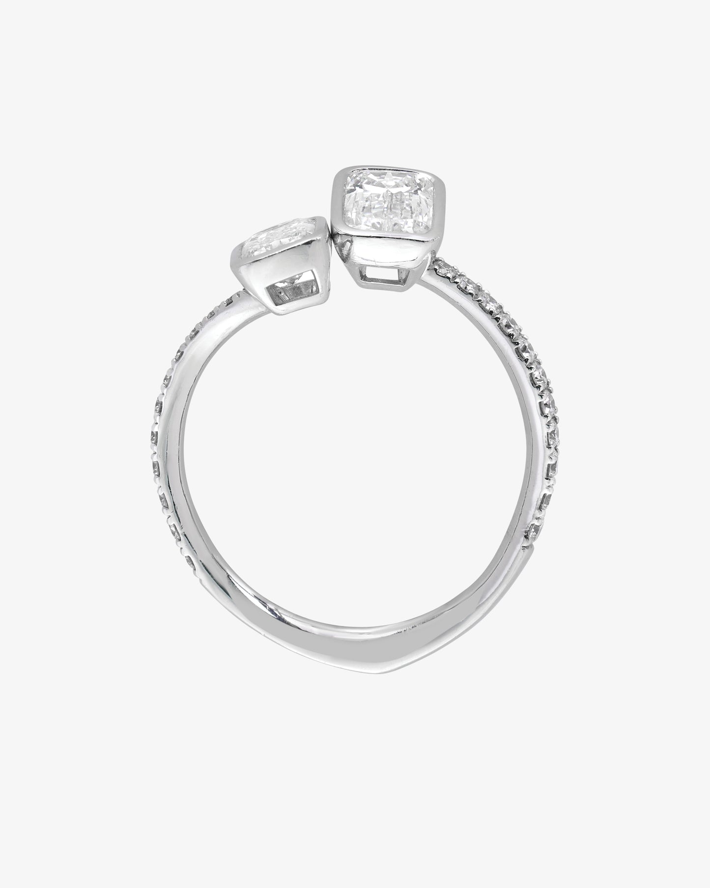 ASHOKA® 1.76ct Diamond Bezel Set Micropavé Bypass Ring