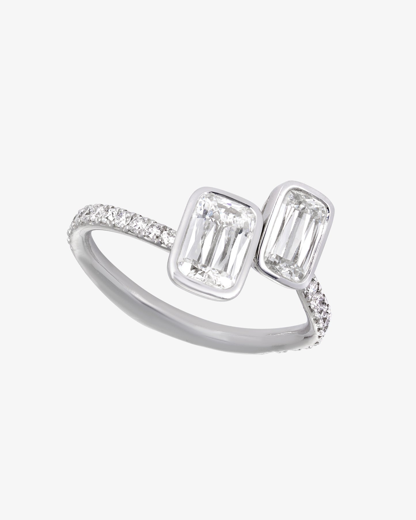 ASHOKA® 1.76ct Diamond Bezel Set Micropavé Bypass Ring