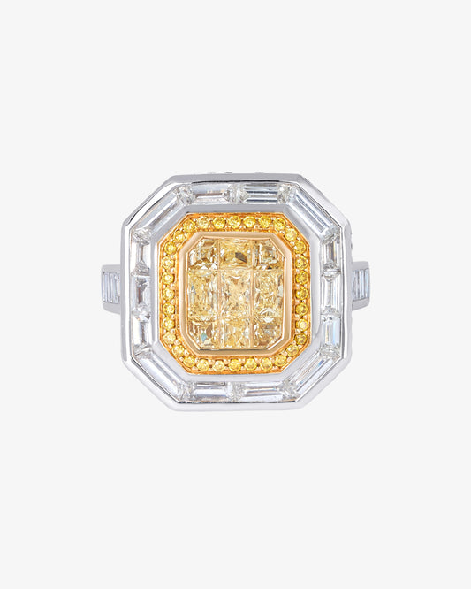 Invisible Set Yellow & White Diamond Ring