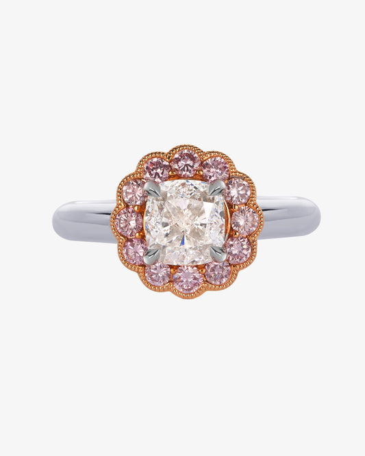 Pink and White Diamond 1.53ct Engagement Ring