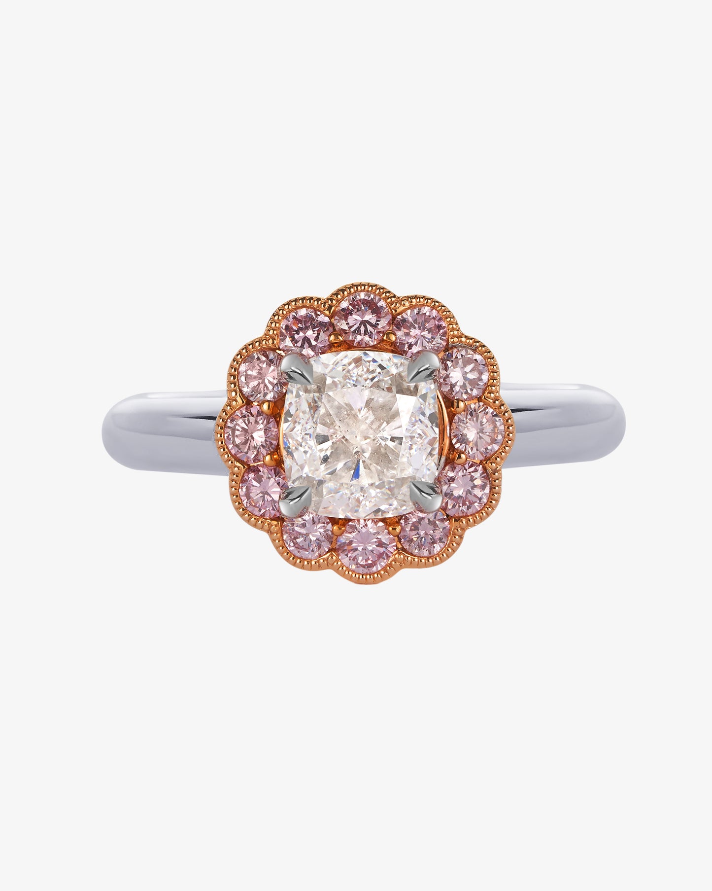 Pink and White Diamond 1.53ct Engagement Ring