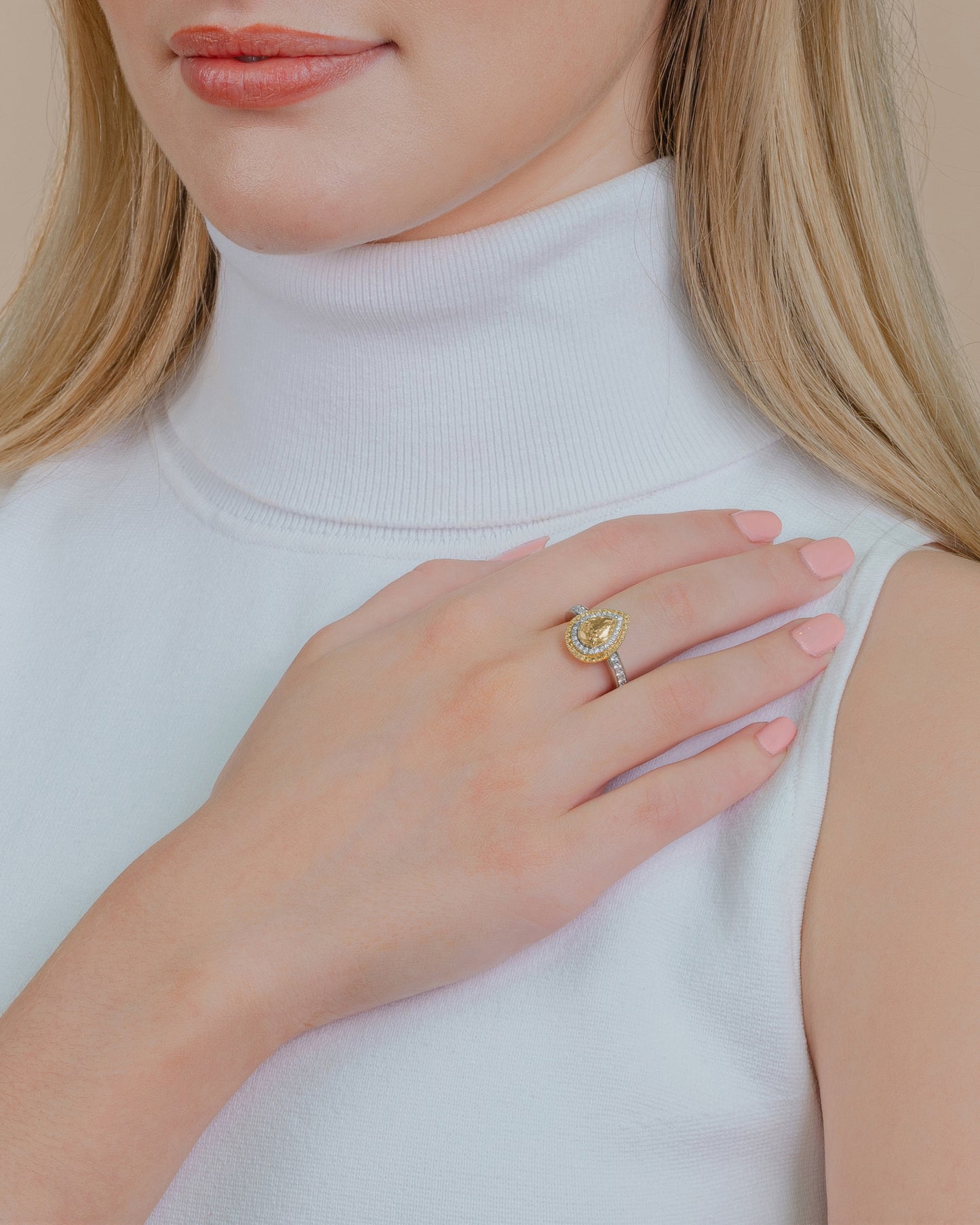 Pear Cut Fancy Yellow Diamond Ring