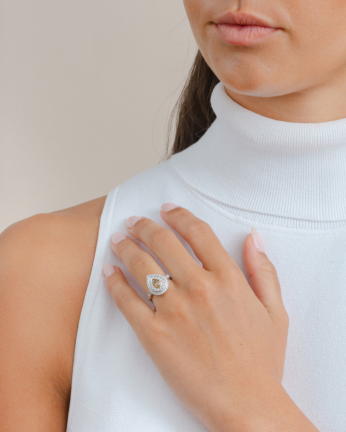 Pear Cut Cognac Diamond Ring