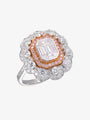 Pink and white diamond invisible set ring