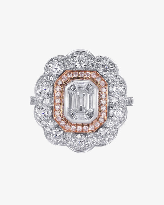 Pink and White Diamond Invisible Set Ring