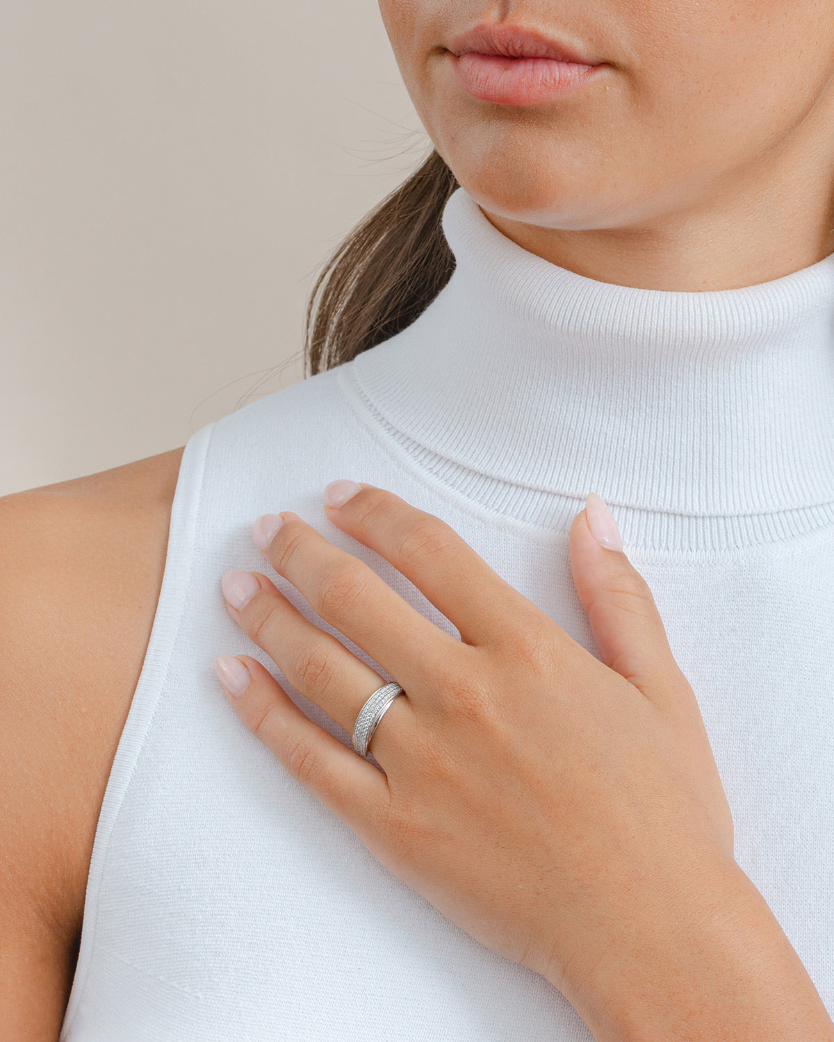 Pavé Set 3 Row Diamond Ring