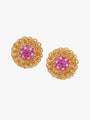 Pink Sapphire & Diamond Woven Flower Earrings