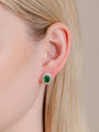 Emerald, White and Yellow Diamond Double Halo Earrings